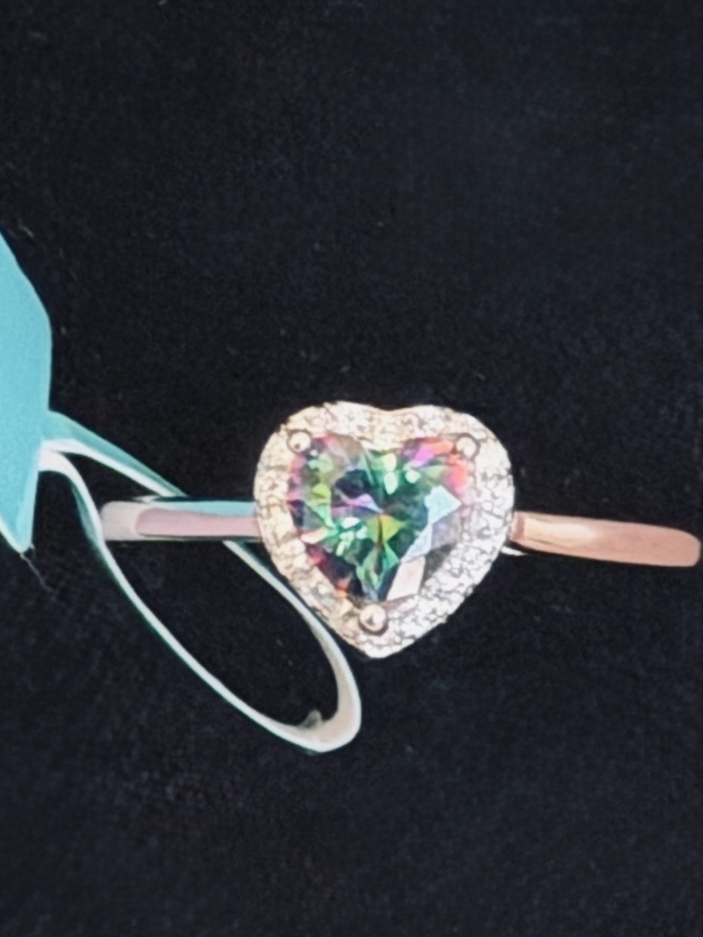925 Sterling Silver Mystic Topaz Heart Ring  Cubic Zirconia (CZ) Size 9